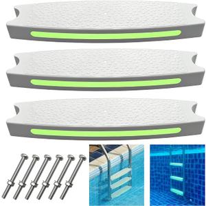 Pool Ladder Steps Replacement, 18" Universal Heavy Duty Pool Ladder Steps, Swimming Pool Ladder Steps for Inground Pools & Above Ground Pool with 6 PCS Bolts and 3 Reflective Strips (3 Pack)