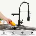 Wicbim Kitchen Sink Faucet with Pull Down Sprayer Contemporary Stainless Steel Single Handle Spring Kitchen Faucets Double-Headed with Deck Plate
