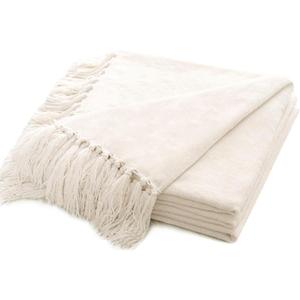 EVERGRACE Soft Chenille Throw Blanket for Couch, Cozy Plush Fuzzy Decorative Chenille Knit Throw Blanket with Tassels, Lightweight Blanket and Throws for Bed Sofa Gift Home Decor, Ivory White 50"x60"