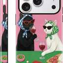 Aesthetic Cases for iPhone 17 Pro Max, Hard Hybrid 2-Layer Design, Shockproof Protective Phone Cover for Women, Candlelight Dinner Cat