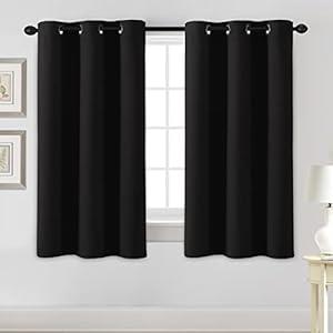 H.VERSAILTEX Blackout Curtains for Bedroom Thermal Insulated Room Darkening Living Room Curtains 54 Inch Long Grommet Privacy Protection Window Curtain Panels/ Drapes for Nursery, 2 Panels, Jet Black