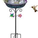 Metal Bird Bath for Outside, Freestanding Garden Bird Baths Bowl, Vintage Birdbath for Outdoors Yard Garden Lawn Decor Decor (Gradient Purple)