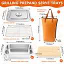 Hushee 8 Pcs Grill Prep and Serve Trays, Stainless Steel BBQ Set, Large