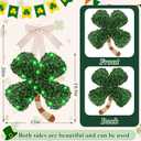 St Patricks Day Wreath for Front Door, Shamrock Wreath Decorations with Lights, Hanging Lucky St. Patrick's Day Door Decorations for Home Farmhouse Wall Porch Decor Party Supplies