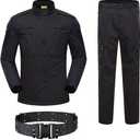 Military Tactical Mens Hunting Combat BDU Uniform Suit Shirt & Pants with Belt MC (Large, Black)