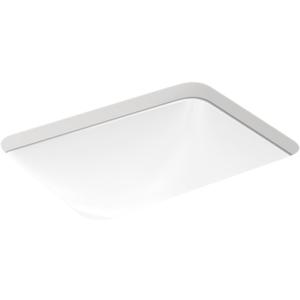 KOHLER 20000-0 Caxton Rectangle Undermount Bathroom Sink with Overflow Drain, 20-1/4" W x 15-11/16" D, White