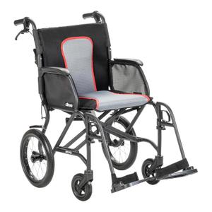 Drive Medical AeroFly Transport Chair - Just 13 lb, Lightweight Foldable Transport Wheelchair for Adults, Supports up to 250 lb (Matte Black)