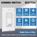 BESTTEN 6 Pack Dimmer Light Switch, LED Dimmer Switch, SinglePole or 3Way, for Dimmable LED, Halogen and Incandescent Bulbs, 120V, Wall Plate Included, UL Listed, White