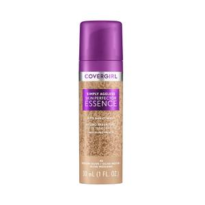 Covergirl Simply Ageless Skin Perfector Essence Foundation, 45 Medium-Olive, Tinted Skincare Makeup Hybrid, Sheer Tint, Radiant Finish, Glowy Finish, Vegan Formula, 1.0oz (1 Fl Oz (Pack of 1))