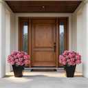 2 Pack Artificial Geranium Flowers Topitary Trees for Outdoors, UV Resistant Geraniums Potted Bushes Look Real Silk Faux Plants for Front Door Garden Porch Planter Farmhouse Home Decor (Peach Red)