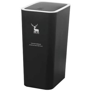 Sooyee 10 Lite Small Black Trash Can with Lid, Plastic, 2.4 Gallon, for Powder Room,Bedroom,Kitchen,Craft Room,Office, Bathroom