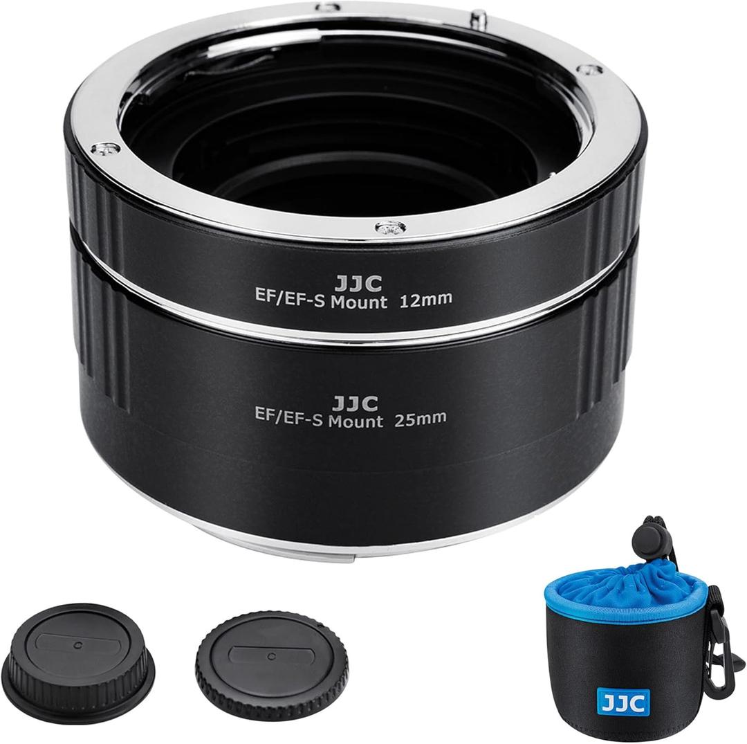 JJC EF EF-S Mount Auto Focus Macro Extension Tube Set for Canon Rebel T8i T7i T6s T6i T5i T7 T6 SL3 SL2 EOS 90D 80D 77D 70D 60D 6D Mark II 5D Mark IV III 7D Mark II & More EF/EF-S Mount Camera & Lens