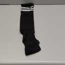 Bestjybt Women Thigh High Socks Cotton Warm Over the Knee High Leg Warmers Long Boot Socks with Stripes (One Size, Black)