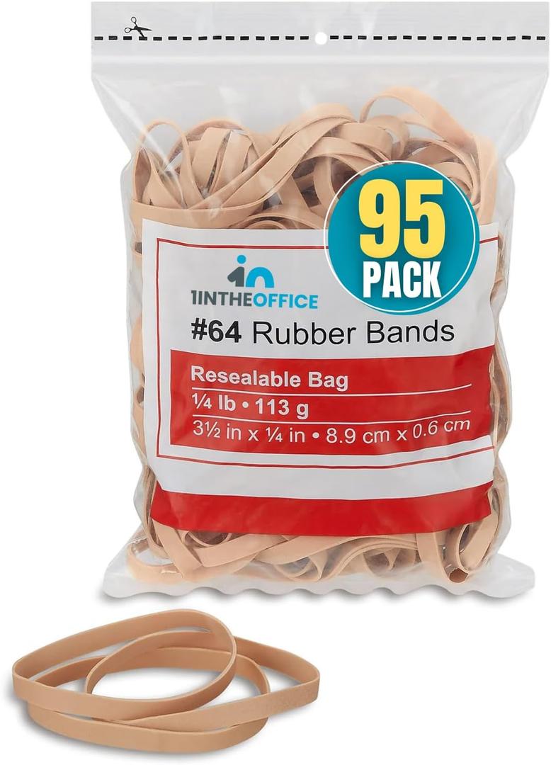1InTheOffice Rubber Band Size 64, Rubber Bands #64, Heavy Duty Rubber Bands, Beige, Size 64, 95 Pack