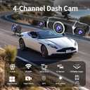 360 Dash Cam Front and Rear View 4 Channel Dash Camera FHD 2K+1080Px3 for Car, Inside/Back 170+2x150+170 Wide Angle, 8 IR Lamps Night Vision,WiFi,GPS, APP,G-Sensor with 64GB Card,24/7 Parking Mode
