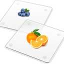 Tempered Glass Cutting Board, 2 Pack Glass Cutting Board for Kitchen Counter with Non-Slip Feets, Scratch Resistant, Heat Resistant, Easy to Clean (10x10 inch)
