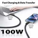 Flat USB C Cable 3-Pack, 100W Fast Charging & Data Sync, 4ft | Type C Flat Charging Cables, Durable Tangle-Free Design, Wide Device Compatibility, Color Combo, Includes Travel Storage Bag