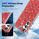 Galaxy A15 Glitter Case for Samsung Galaxy A15 5G Phone Case for Women Girls, Slim Ultra Thin Matte Back Shockproof Protective Cover for Samsung A15 5G, 6.5" Crystal Bling Case (Red)