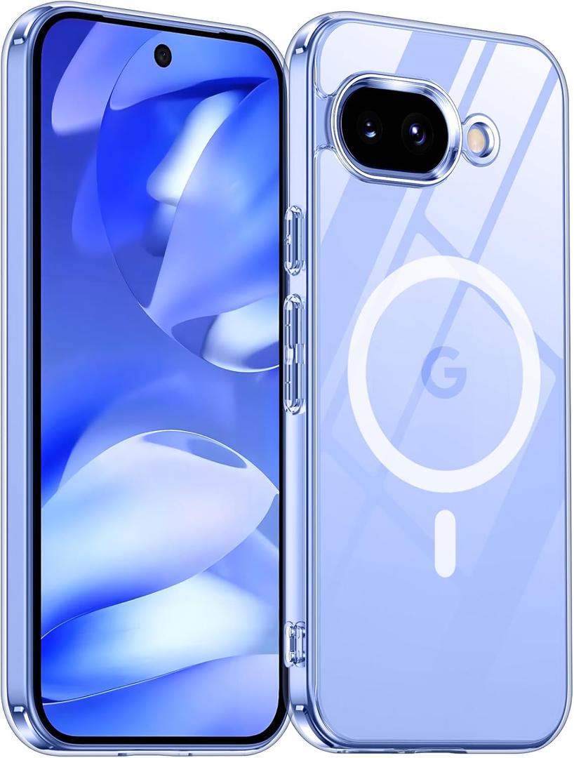 SPIDERCASE Magnetic for Google Pixel 9A Case, Military Grade Drop Protection Slim Crystal Clear Shockproof Anti-Fingerprint Phone Case, Phone Case for Pixel 9A, Clear