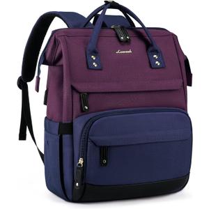 LOVEVOOK Laptop Backpack for Women, 15.6 Inch Work Business Backpacks Purse With Large Capacity, Waterproof Nurse Bag College Bookbag for School, Waterproof Casual Daypack for Travel (Purple-blue-black)