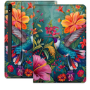 Case for Samsung Galaxy Tab S8 Plus 2022/S7 FE 2021/S7 Plus 2020 12.4 Inch, PU Leather Auto Sleep/Wake Cover for Galaxy Tab S8+ 2022/S7 FE 2021/S7 Plus 2020, Flowers and Hummingbirds