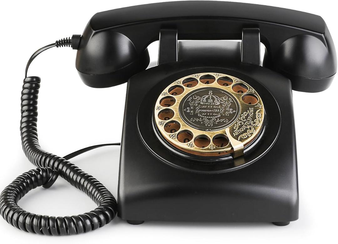 Sangyn Retro Rotary Landline Phones with Mechanical Ringer, Volume Control, Redial, No AC Power Required Vintage Corded Phones Old Fashioned Antique Telephone for Home Office for Decor