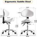 Saddle Stool Chair Rolling with Back Esthetician Chair for Nail Tech Dental Tattoo Artist Eyelash Hairdresser Hairstylist Medical Shop Ergonomic Stool Adjustable Hydraulic White, 20.4*20.4*38.78