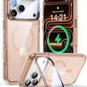 VOFATA [Upgraded Full Camera Protection] for iPhone 17 Pro Case with Camera Cover Stand [Fit for MagSafe][10FT Mil-Grade Protection] Transparent Magnetic iPhone 17 Pro Phone Case, Clear Gold