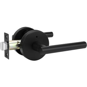 Goldenwarm 1 Pack Black Door Handle, Matte Black Privacy Interior Door Levers, Indoor Door Lever for Bedroom, Bathroom, Heavy Duty Zinc Alloy