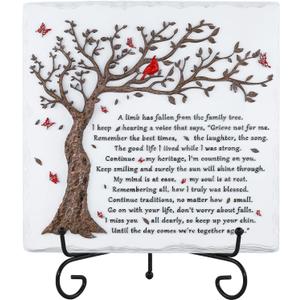 A Limb Has Fallen from The Family Tree-Relief Sculpture Sympathy Plaque with Iron Stand- In loving memory for Loss of Loved One Memorial Condolence Bereavement Grief Gifts-Wall Decor Table Decor