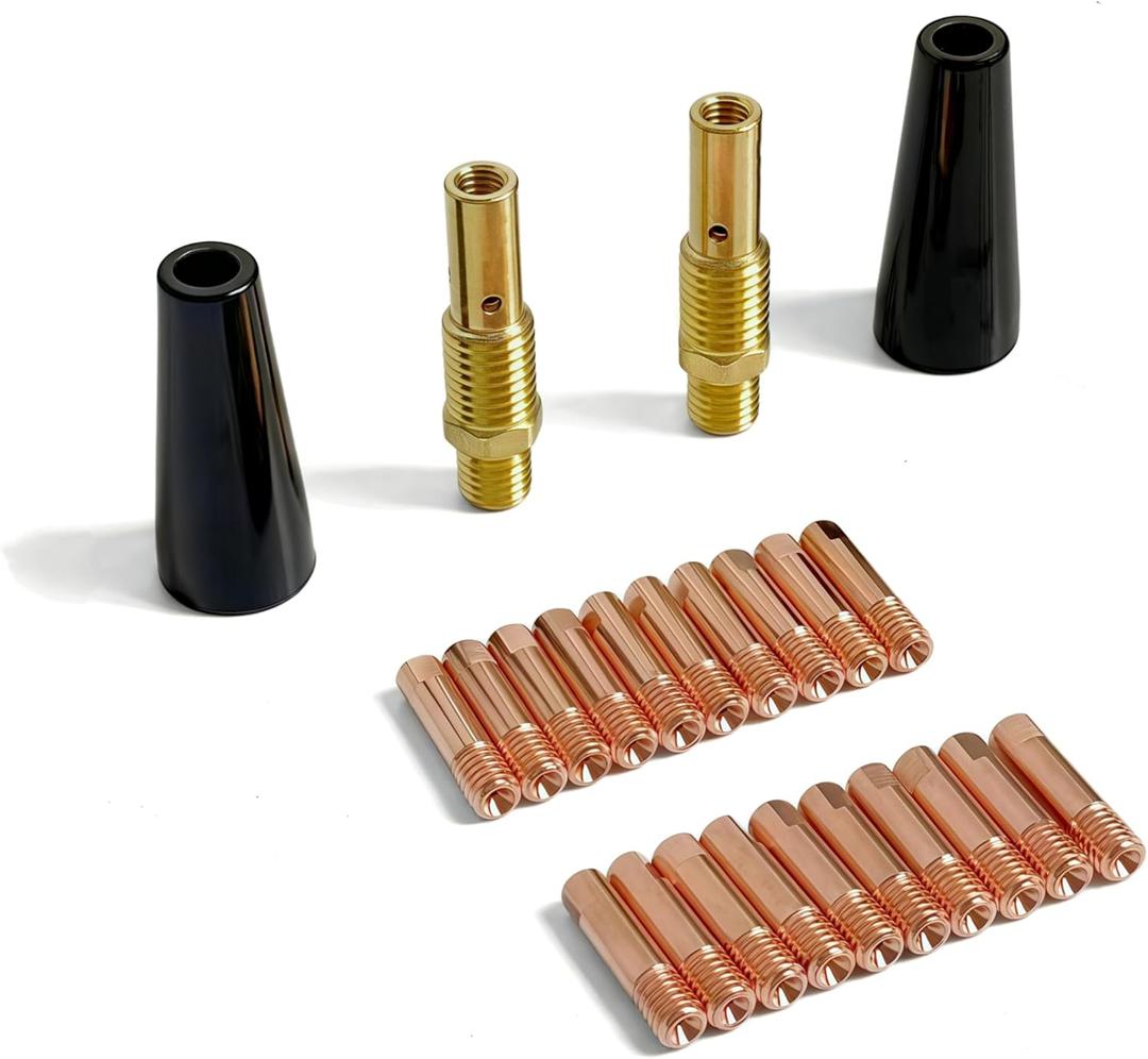 24PCS Flux Core Gasless Nozzle Welding Kit Flux Core Gasless Nozzle Contact Tips Replacement MIG Welder Accessories,Compatible with Lincoln,Eastwood and more (0.030" Accessory Kit)