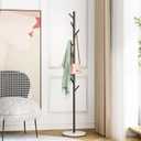 Black Metal Coat Rack, Freestanding with Hooks, Entryway Coat Rack Stand, Coat Racks with Marble Base, Coat Tree for Hanging Clothes, Hats, Bags (Branch)