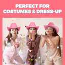 Bedwina Pink Cowgirl Hat for Women & Girls - Felt Western Cowboy Hat with White Trim & Adjustable Chin Strap - Bachelorette, Dress-Up, Rodeo, Costume Accessory, Party Favor, Themed Events (Pink)