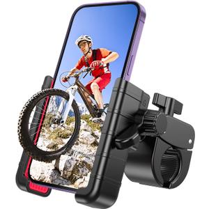 Bike Phone Mount Holder, [Camera Friendly] Motorcycle Phone Mount for Electric Scooter, Mountain, Dirt Bike and Motorcycle - 360 Rotate Suitable for iPhone & Android Smartphones from 4.5-7.0 inches