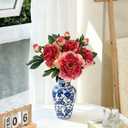 2 PCS Premium White Peonies Artificial Flowers,19.2Fake Faux Silk Peonies for Centerpieces Wedding Home Decor (2, Coral)