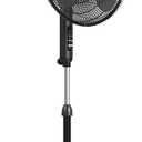 EZ-Chill 16 Oscillating Pedestal Fan, 3-speed Options, 90-Degree Oscillating Head, Adjustable Height and Tilt, Powerful Air Flow, Black, MTFS-16B-BLK