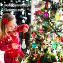 Jinei 24 Pieces Christmas Tree Fillable Hanging Ball Ornaments 50 ml Clear Plastic Fillable Light Bulb Ornament with Ribbon and Sticker for Home Christmas Holiday Party Decor