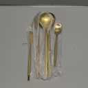 Gold Stainless Steel Serving Utensils Set, 5 Pcs - 10.8 Inch Serving Fork, 10.3 Inch Slotted Spoon, Sugar Spoon, Butter Knife for Buffet