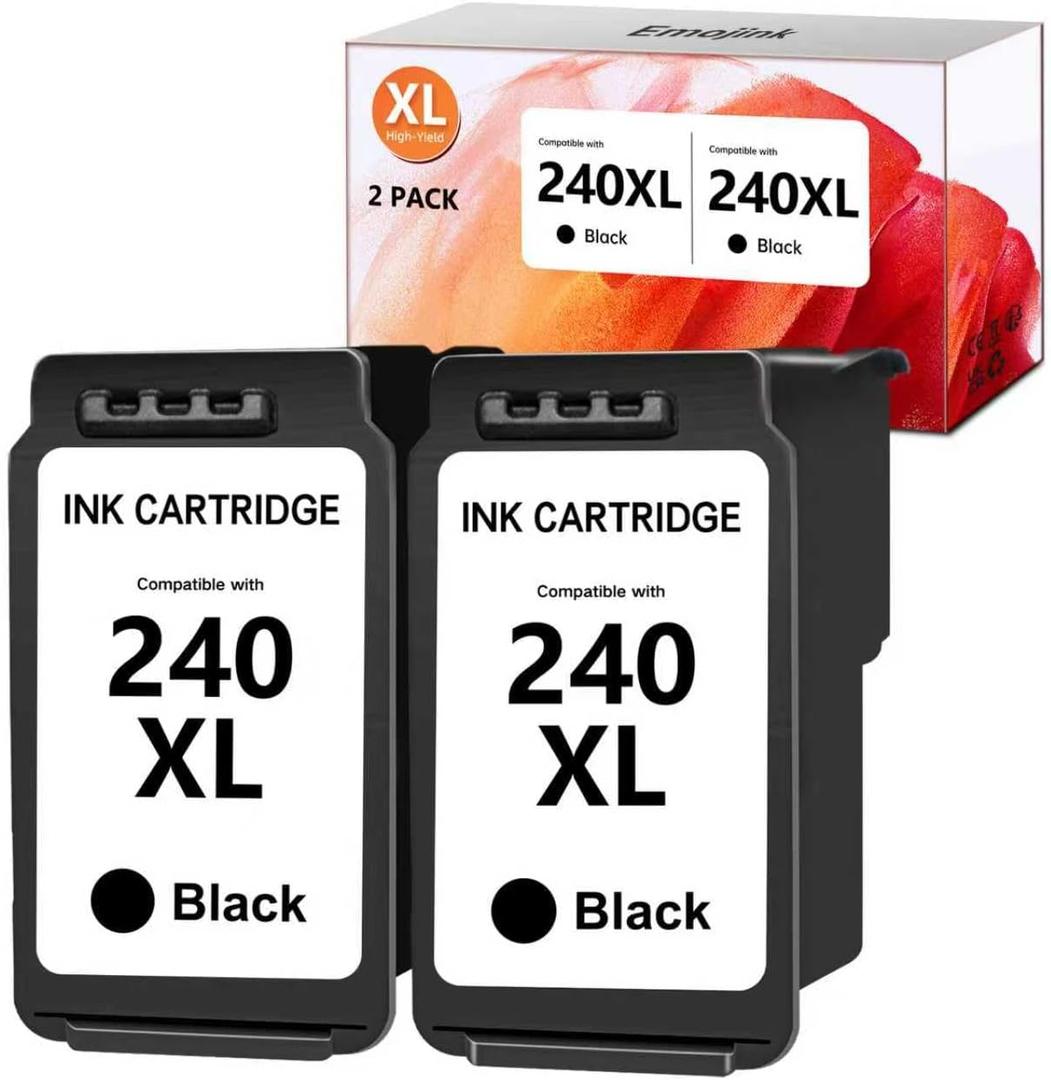 240XL Black Ink Cartridge Replacement for Canon PG-240XL Black Ink Cartridge 240 XL PG240 XL for PIXMA MG3620 MG2220 MG3220 MG3520 MG2120 MG3120 MG4120 MX472 TS5120 Printer (2 Black)