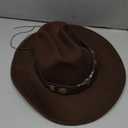 Women Men Western-Cowboy-Hat - Wide Brim Cowboy Hat with Turquoise Belt Buckle Rodeo Hat (Size:M/57)