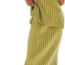 SCUSTY Women's 2 Piece Sweater Skirt Sets Sleeveless V Neck Knit Ribbed Vest Tops Midi Skirt (Lemonyellow, X-small)