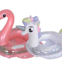 2 Pack Inflatable Unicorn Flamingo Pool Floats for Kids, Toddler Pool Float Fun Swimming Toys Party Decorations Pool Float for Kids Boys Girls,Summer Beach Water Toys
