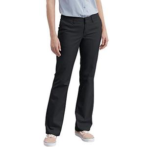 Dickies Women's Slim Fit Boot Cut Stretch Twill Pant, Black, 16 Long S