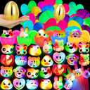 TURNMEON 1 Golden Egg 24 Pack Prefilled Easter Eggs with 24 LED Rings, Easter Basket Essential Glow in Dark Egg Hunt Supplies, Kids Party Favors for Ages 4-12, Holiday Gifts & Festive Toys
