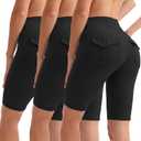 3 Pack Women Biker Shorts with Pockets High Waisted Yoga Shorts (M)