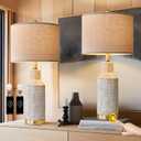 25" Modern 3-Way Dimmable Touch Control with USB A+C Ceramic Lamps Set of 2 Table Lamp for Living Room Bedroom Farmhouse Nightstand Bedside Lamps (White-Washed)