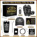 40th Birthday Gifts for Men - Unique Birthday Box with 20 Oz Tumbler, Baseball Cap, Socks, Bracelets, Scented Candle, Happy 40th Birthday Decorations for Husband, Dad, Friends, Boss