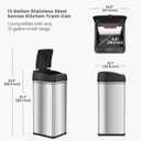 iTouchless 13 Gallon Dog Proof Trash Can with Odor Filter, Motion Sensor Stainless Steel Kitchen Trashcan Garbage Bin for Home Office Bedroom Work Living Room Garage Large Capacity Slim Wastebasket