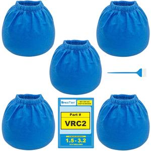 SpaceTent 5 Pack VRC2 Vacuum Filter for Vacmaster 1.5 to 3.2 Gallon and Armor All 2.5 Gallon Wet/Dry Vacuums, part # VRC2, Armor All AA255 Replacement Cloth Filter, Armor All Filter Bags