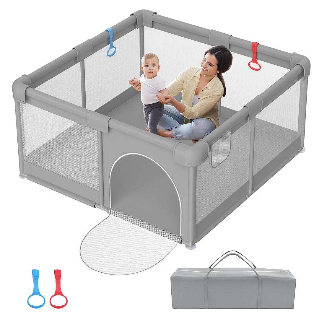 Baby Playpen 5151 - Play Pens for Babies and Toddlers, Baby Playards for Infants with Soft Breathable Mesh | Easy Setup | Baby Play Yard with Gate and Carry Bag (51x51 Inch)